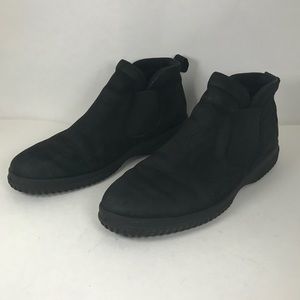 Ecco Soft Chelsea suede black pull on ankle boots
